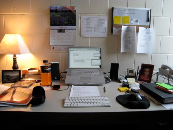 1:52pm - A view of my desk at school, as I write my Theory 1 final and chat with Marty.