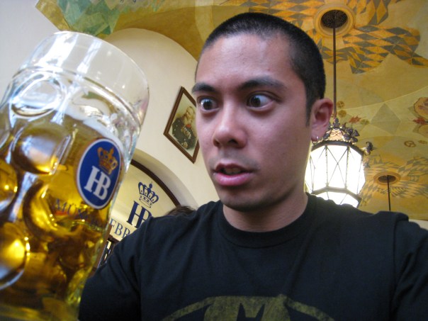 We originally ordered half liters, but our server extraordinaire failed to mention to us that after 4:30 they only serve liter sizes of the original brew.  Damn, that's a big stein!