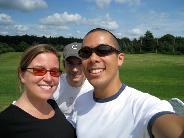 2:25 p.m. - A three-way selfie, after two jumbo buckets of balls.