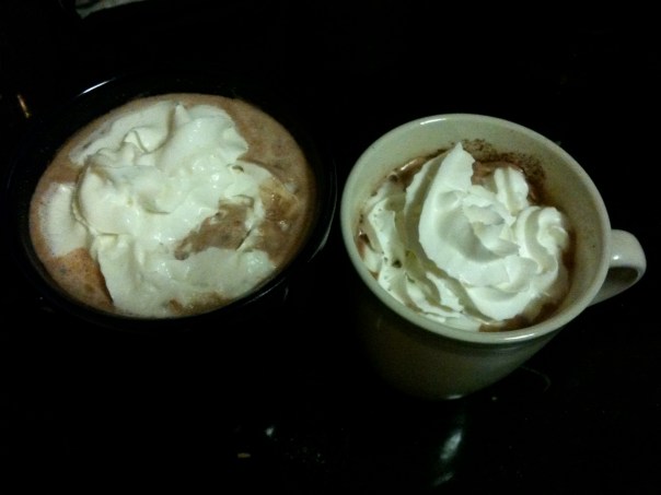 11:00 p.m.  Some hot chocolate to cap the evening.  Delicious!!